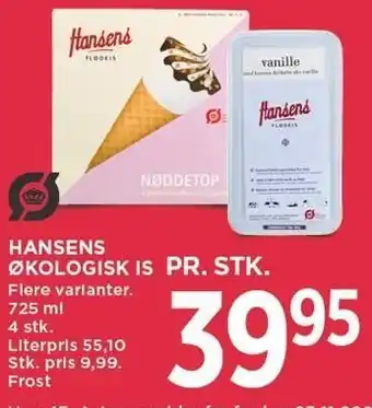 MENY Hansens økologisk is tilbud