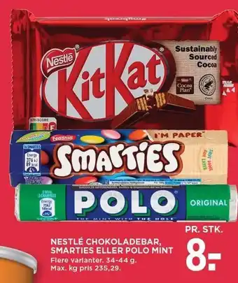MENY Nestlé chokoladebar, smarties eller polo mint tilbud