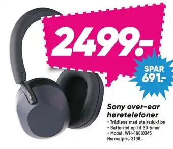 Bilka Sony over-ear høretelefoner tilbud