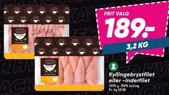 Bilka Kyllingebrystfilet eller -inderfilet tilbud