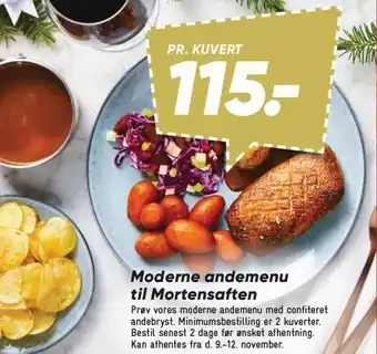 Bilka Moderne andemenu til mortensaften tilbud