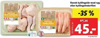 Lidl Dansk kyllingelår med ryg eller kyllingeinderfilet tilbud