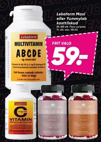 Bilka Lekaform maxi eller yummylab kosttilskud tilbud
