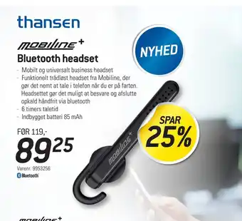 Thansen Bluetooth headset tilbud
