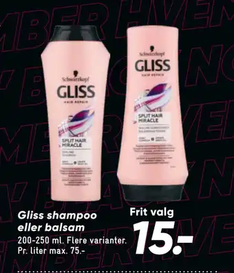 Bilka Gliss shampoo eller balsam tilbud