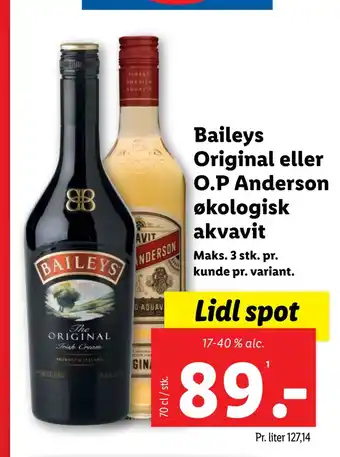 Baileys original eller o.p anderson økologisk akvavit