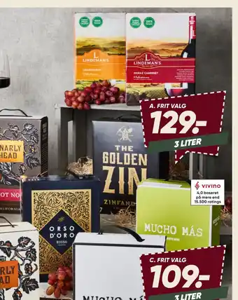 Bilka Golden zin, lindemans eller orso d'oro bag-in-box tilbud