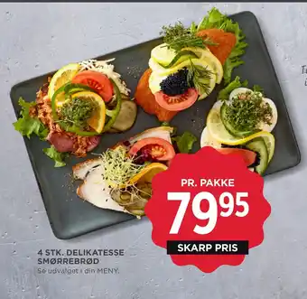 MENY 4 stk. delikatesse smørrebrød tilbud