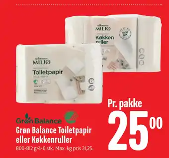 Min Købmand Grøn balance toiletpapir eller køkkenruller tilbud