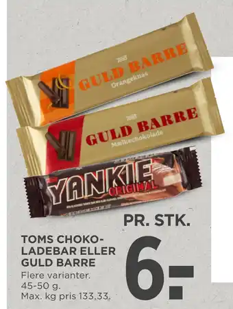 MENY Toms chokoladebar eller guld barre tilbud