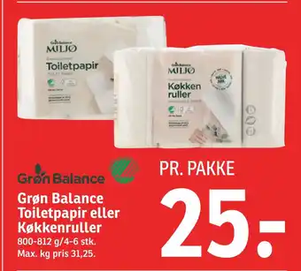 SPAR Grøn balance toiletpapir eller køkkenruller tilbud