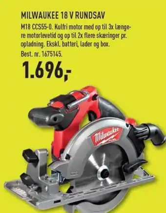 Johannes Fog MILWAUKEE 18 V RUNDSAV tilbud