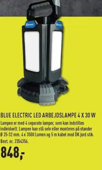 Johannes Fog BLUE ELECTRIC LED ARBEJDSLAMPE 4 X 30 W tilbud