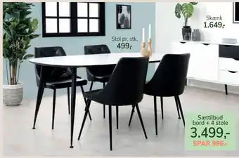 Daells Bolighus Sættilbud bord + 4 stole tilbud