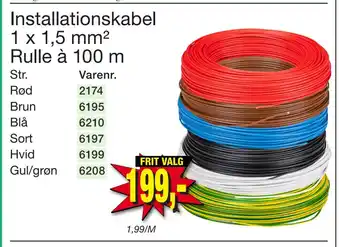 Harald Nyborg Installationskabel 1 x 1,5 mm2 rulle à 100 m tilbud