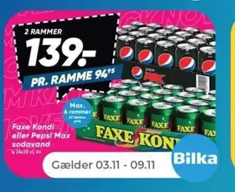 Netto Faxe Kondi eller Pepsi Max sodavand tilbud