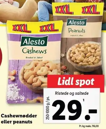Alesto cashewnødder eller peanuts
