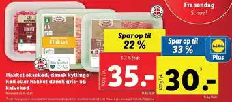 Lidl Hakket oksekød, dansk kyllingekød eller hakket dansk gris- og kalvekød tilbud