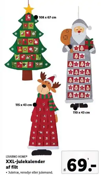 Lidl Livarno home xxl-julekalender af filt tilbud
