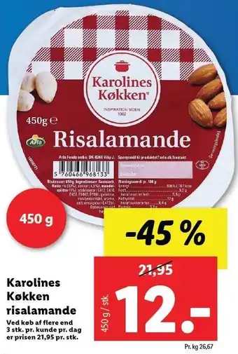Lidl Karolines køkken rislamande tilbud