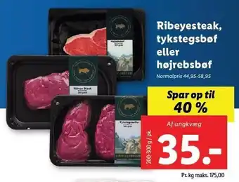 Lidl Ribeyesteak, tykstegsbøf eller højrebsbbøf tilbud