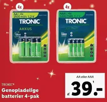 Lidl Tronic genopladelige batterier 4-pak tilbud