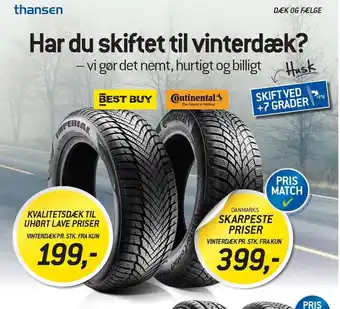 Thansen Vinterdæk pr stk tilbud