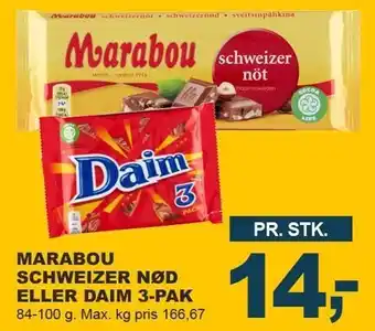 Let-Køb Marabou schweizer nød eller daim 3-pak tilbud