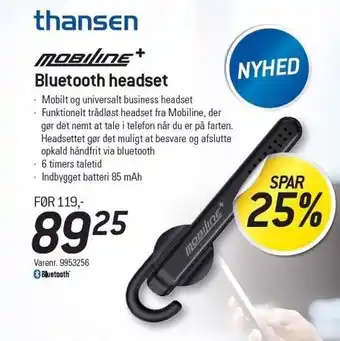 Thansen Bluetooth headset tilbud