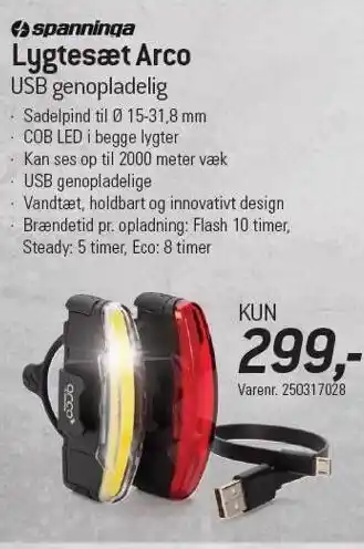 Thansen Spanninga lygtesæt arco tilbud