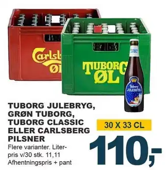 Let-Køb Tuborg julebryg, grøn tuborg, tuborg classic eller carlsberg pilsner tilbud