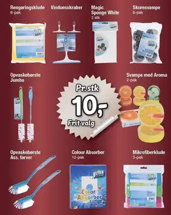 Fakta Tyskland Rengøringsklude, vinduesskraber, magic sponge white, skuresvampe, svampe med aroma, mikrofiberklude, colour absorber, opvaske tilbud
