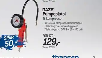 Thansen Pumpepistol til kompressor tilbud