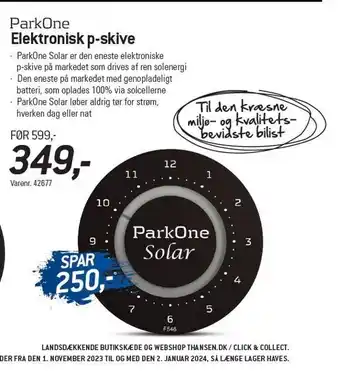 Thansen Elektronisk p-skive tilbud