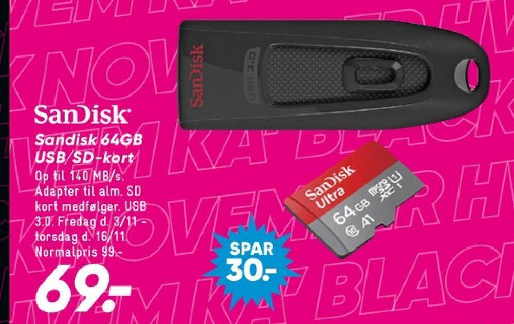 Sandisk usb memory stick tilbud hos Bilka