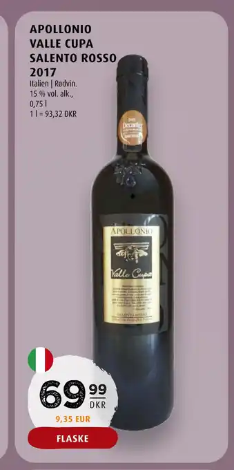 Scandinavian Park Apollonio valle cupa salento rosso 2017 tilbud