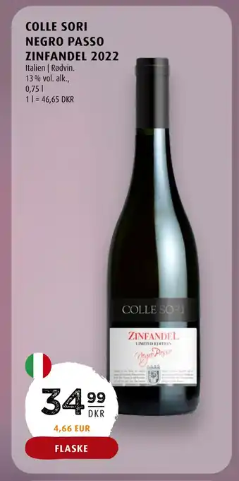 Colle sori negro passo zinfandel 2022