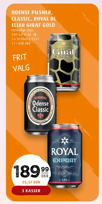 Scandinavian Park Odense pilsner, classic, royal øl eller giraf gold tilbud