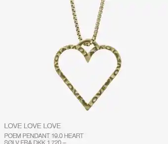 Vibholm Love love love poem pendant 19.0 heart sølv tilbud