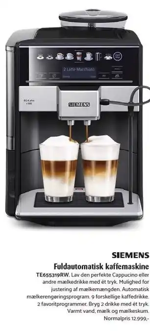 Kop & Kande Siemens fuldautomatisk kaffemaskine tilbud