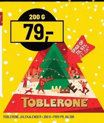 Priss Toblerone julekalender tilbud