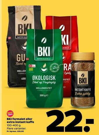 Netto BKI formalet eller extra instant kaffe tilbud