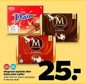 Netto Magnum ispinde eller Daim mini vafler tilbud