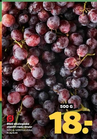 Netto ØGO økologiske stenfri røde druer tilbud