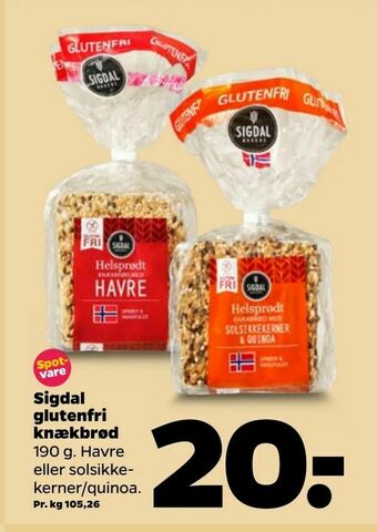 Netto Sigdal glutenfri knækbrød tilbud
