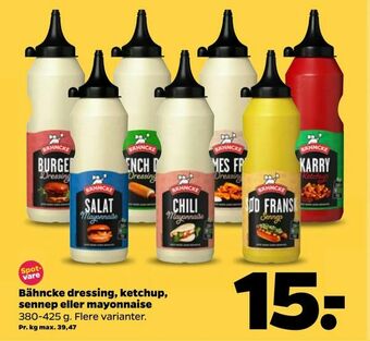 Netto Bähncke dressing, ketchup, sennep eller mayonnaise tilbud