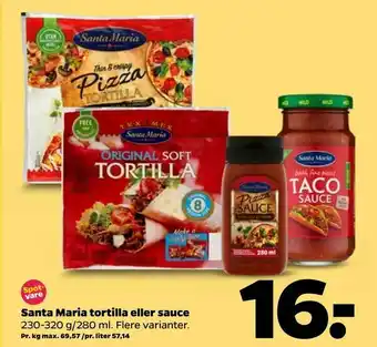 Netto Santa Maria tortilla eller sauce tilbud