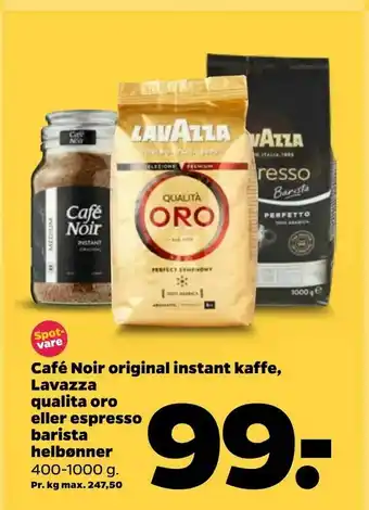 Netto Café Noir original instant kaffe, Lavazza qualita oro eller espresso barista helbønner tilbud