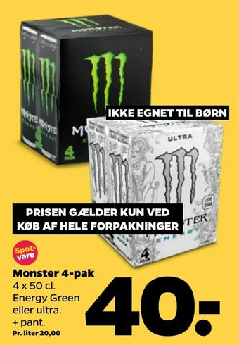 Netto Monster 4-pak tilbud