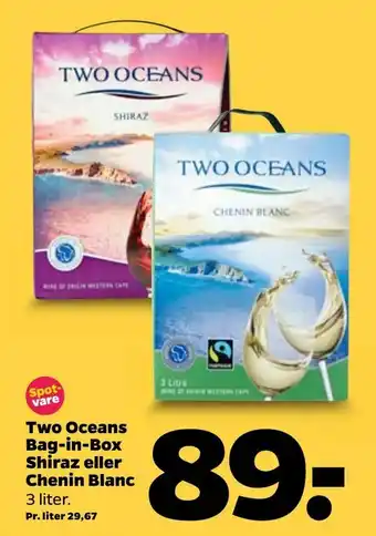 Two Oceans Bag-in-Box Shiraz eller Chenin Blanc
